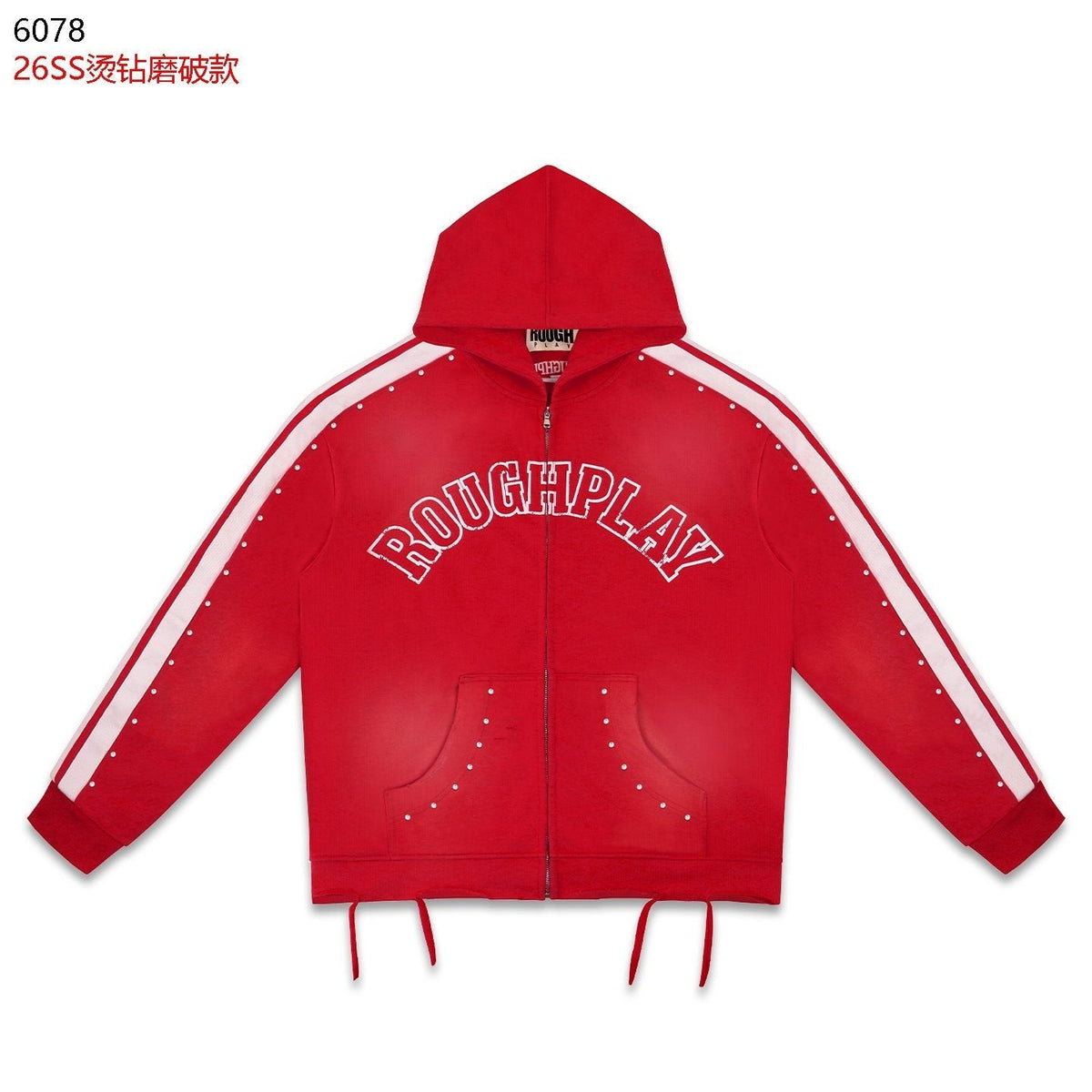 Rough Play Studded Stripe Full-Zip Hoodie