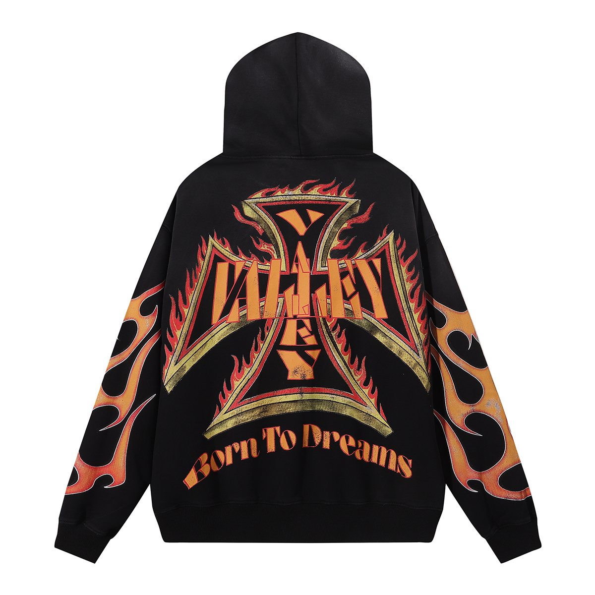 VALE USA Reborn Cross Flame Zip Hoodie