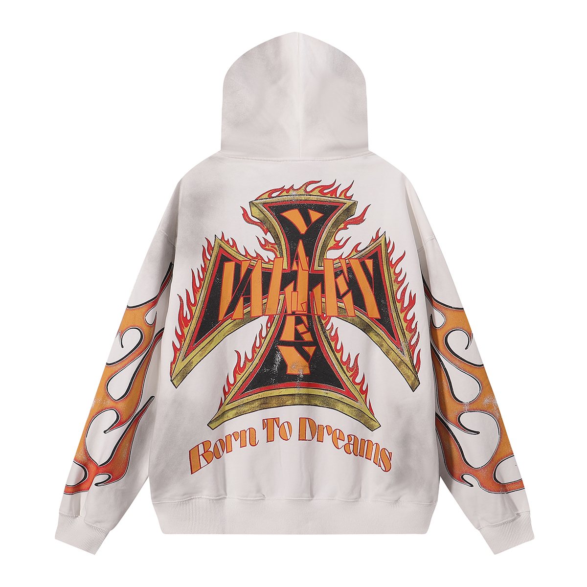 VALE USA Reborn Cross Flame Zip Hoodie