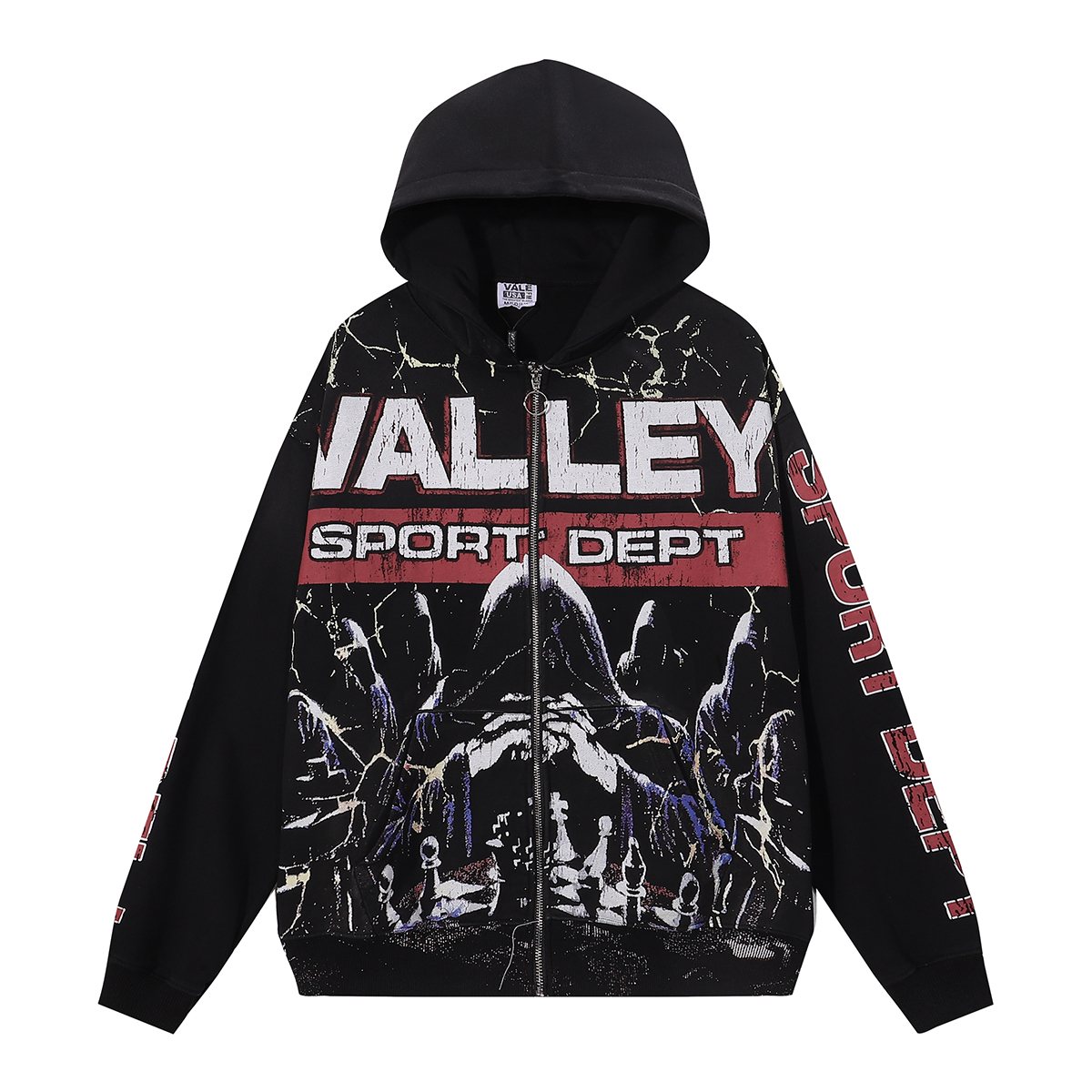 VALE USA Sport Dept Chess Graphic Zip Hoodie