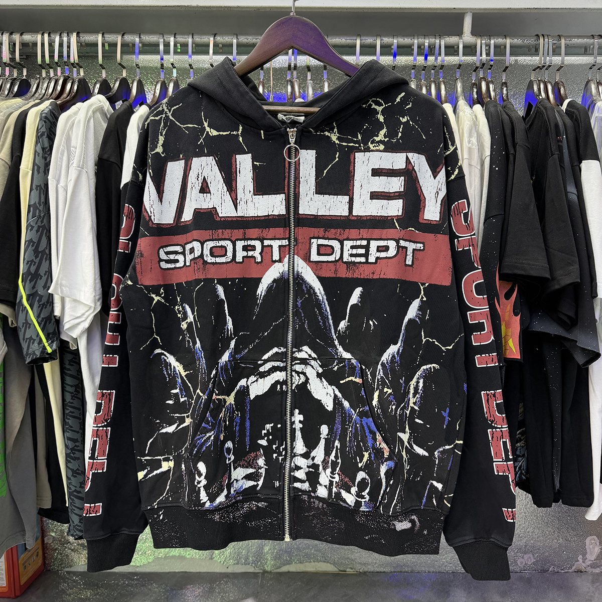 VALE USA Sport Dept Chess Graphic Zip Hoodie