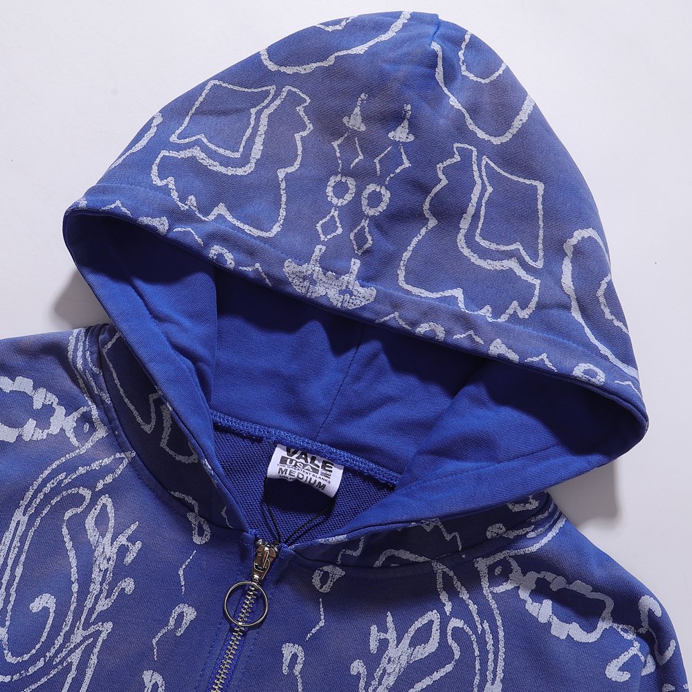 VALE USA Paisley Print Zip Hoodie