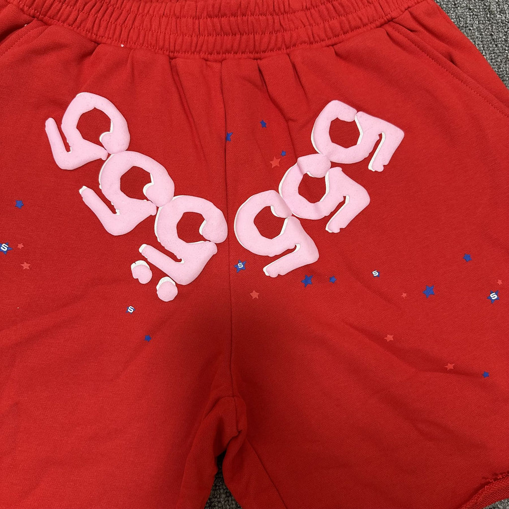 Sp5der 555 Graphic Red Shorts