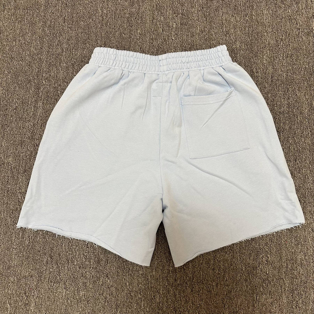 Sp5der Light Blue Rhinestone Logo Sweat Shorts