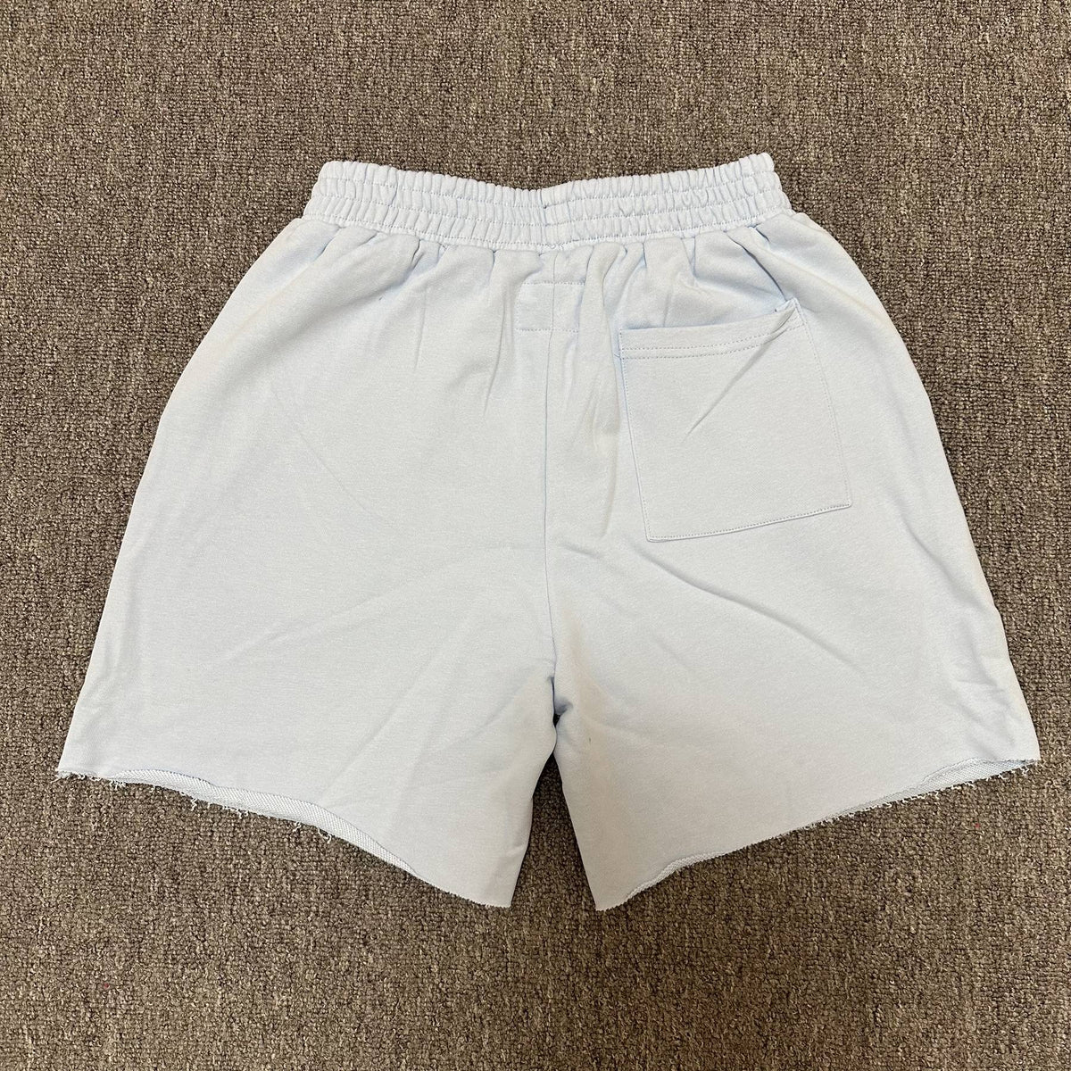 Sp5der Light Blue Rhinestone Logo Sweat Shorts