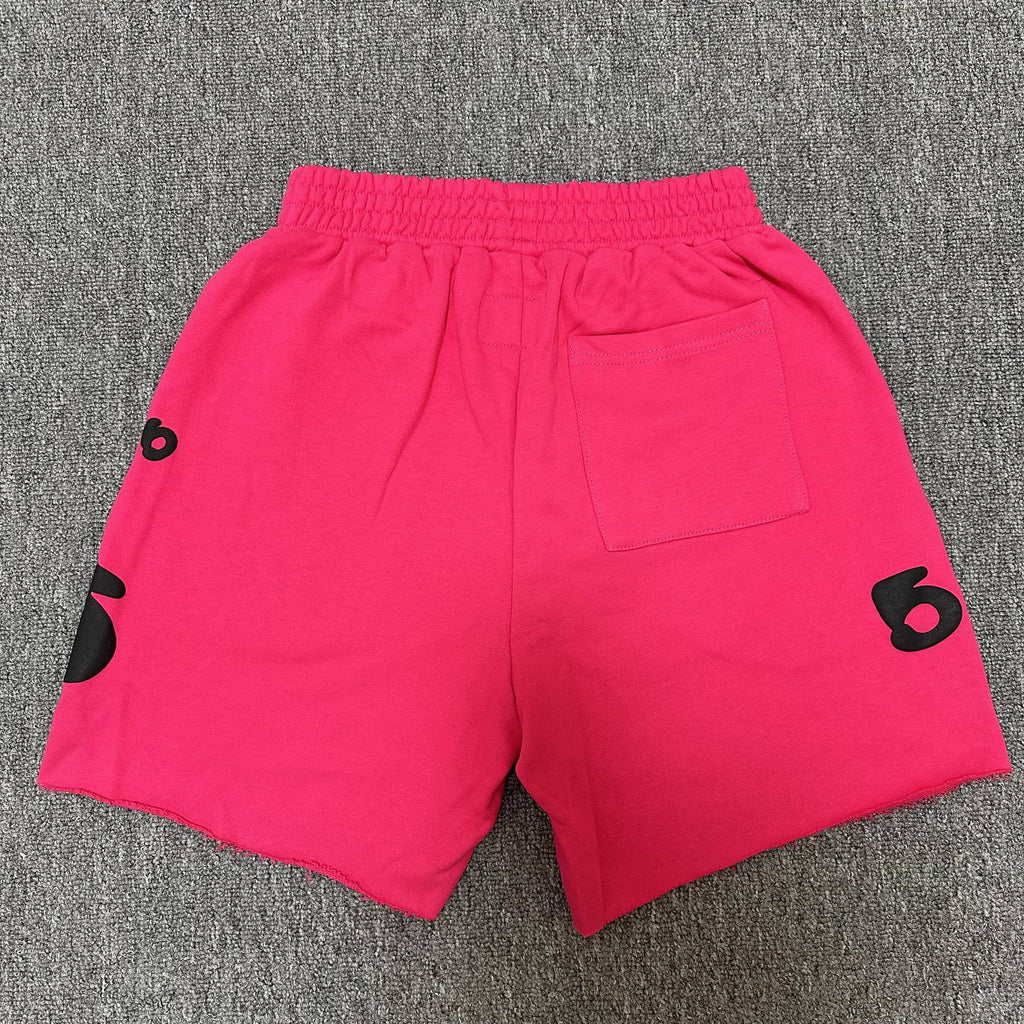 Sp5der Pink Graphic Terry Shorts