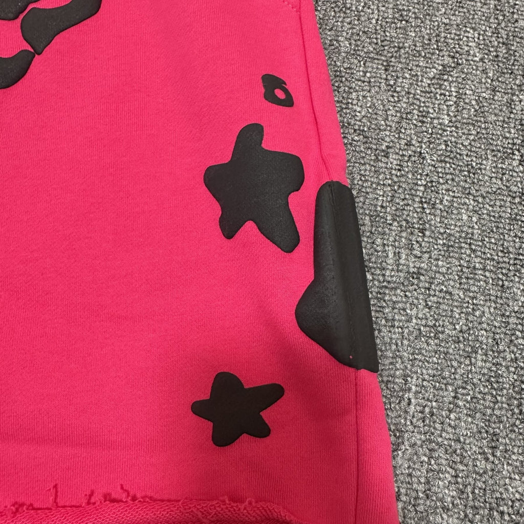Sp5der Pink Graphic Terry Shorts