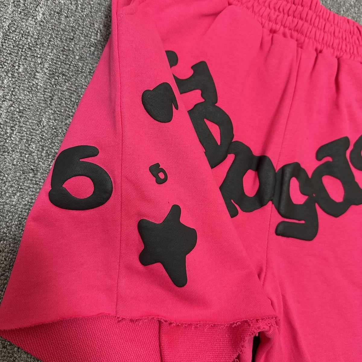 Sp5der Pink Graphic Terry Shorts