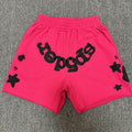 Sp5der Pink Graphic Terry Shorts