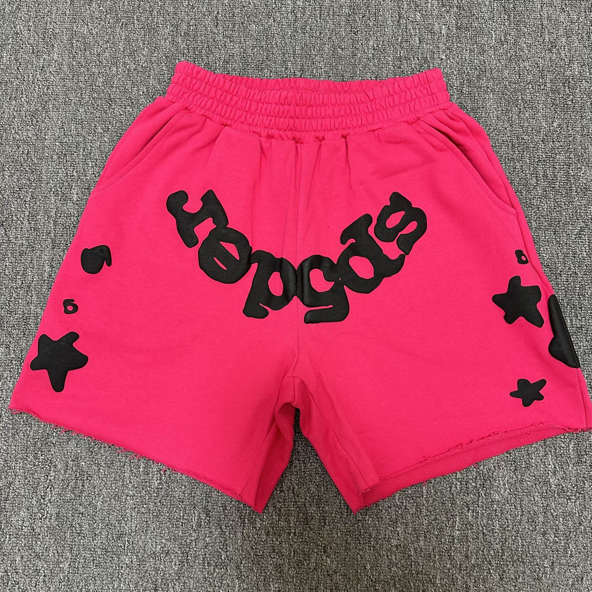 Sp5der Pink Graphic Terry Shorts
