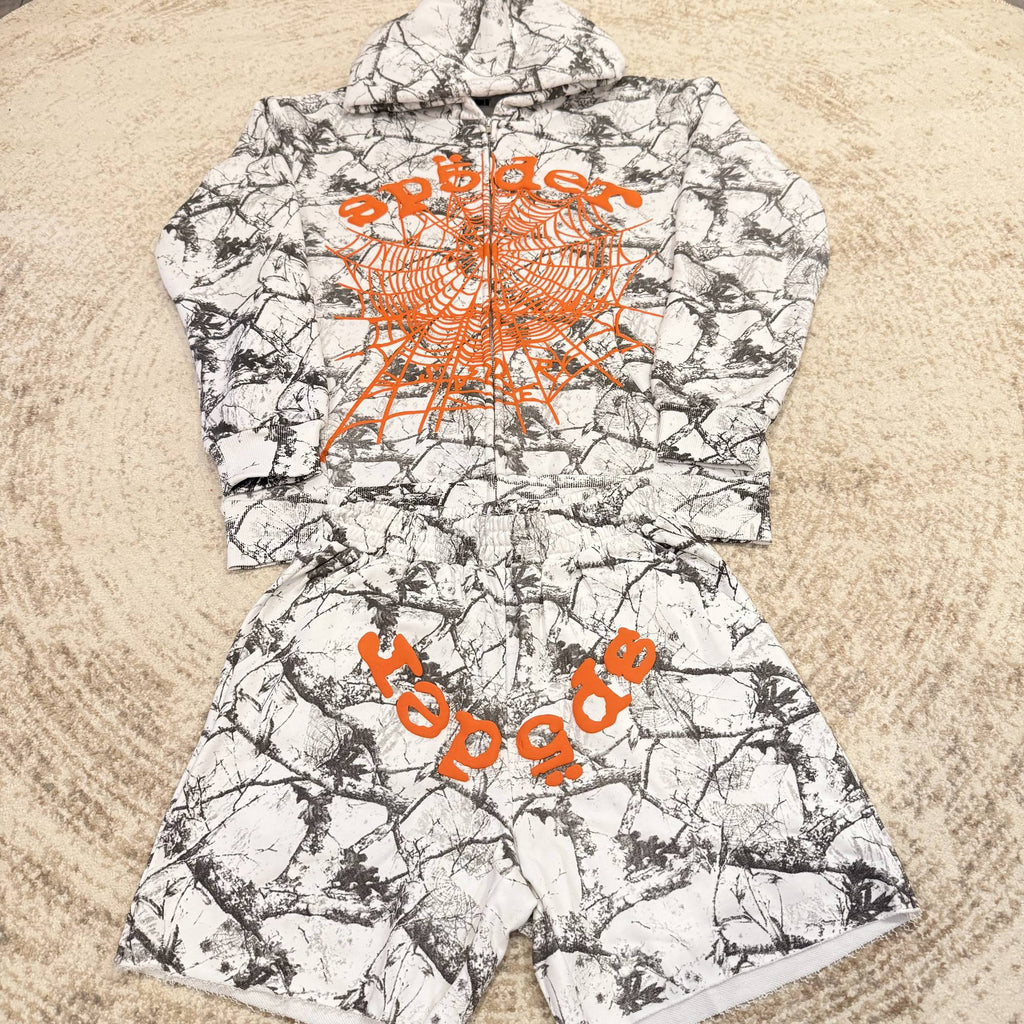 Sp5der Camo Spider Graphic Hoodie & Shorts Set