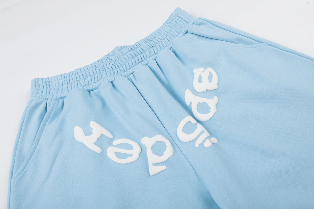 Sp5der Raised Graphic Raw Hem Shorts