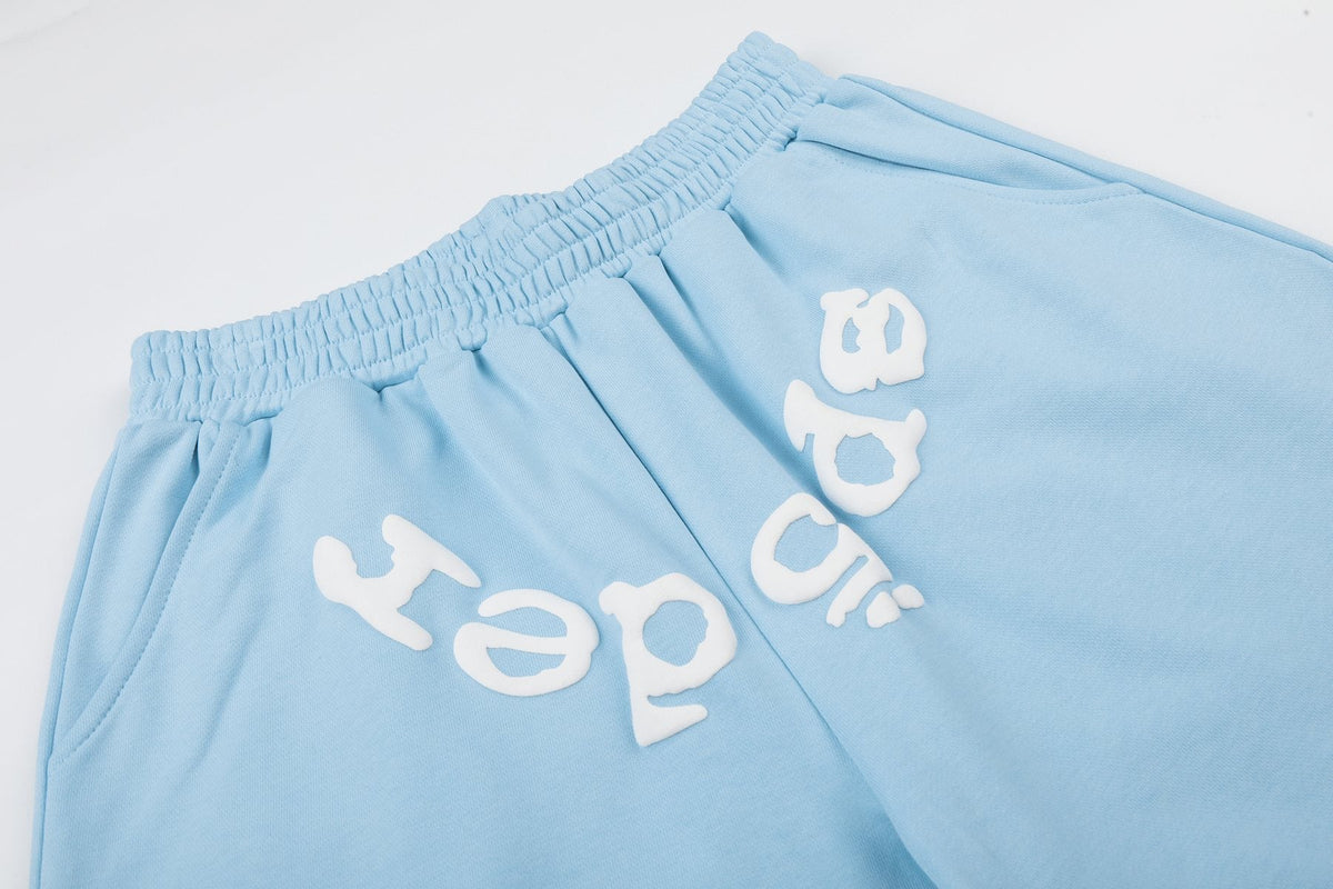 Sp5der Raised Graphic Raw Hem Shorts
