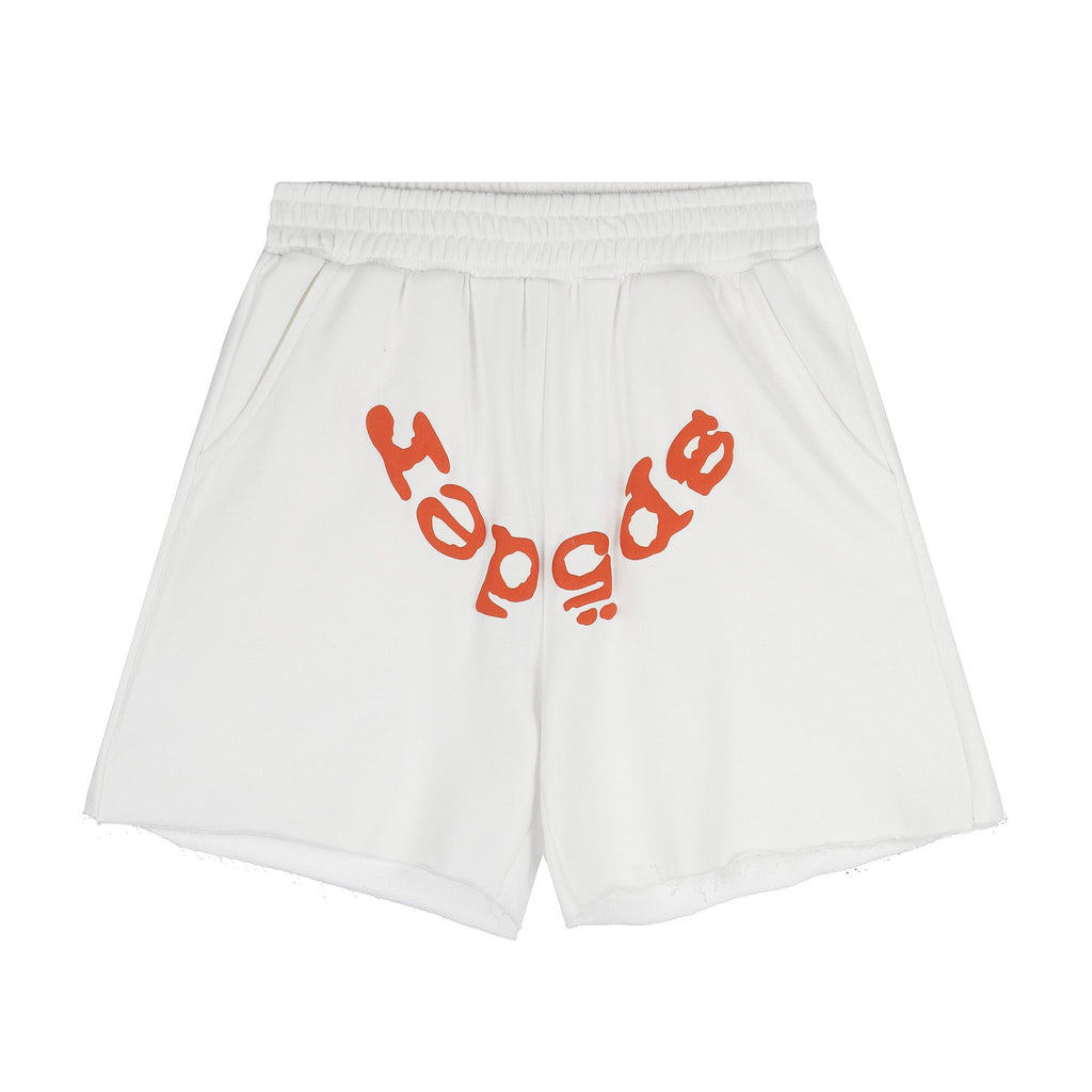 Sp5der Raised Graphic Raw Hem Shorts