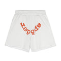 Sp5der Raised Graphic Raw Hem Shorts