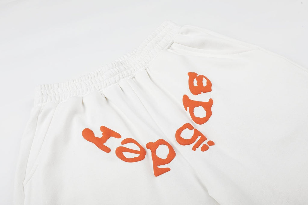 Sp5der Raised Graphic Raw Hem Shorts