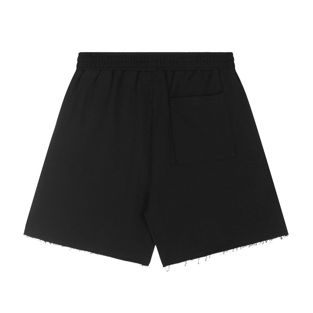 Sp5der Raised Graphic Raw Hem Shorts