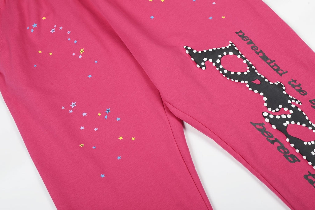 Sp5der Pink Spiderweb Hoodie & Jogger Matching Set
