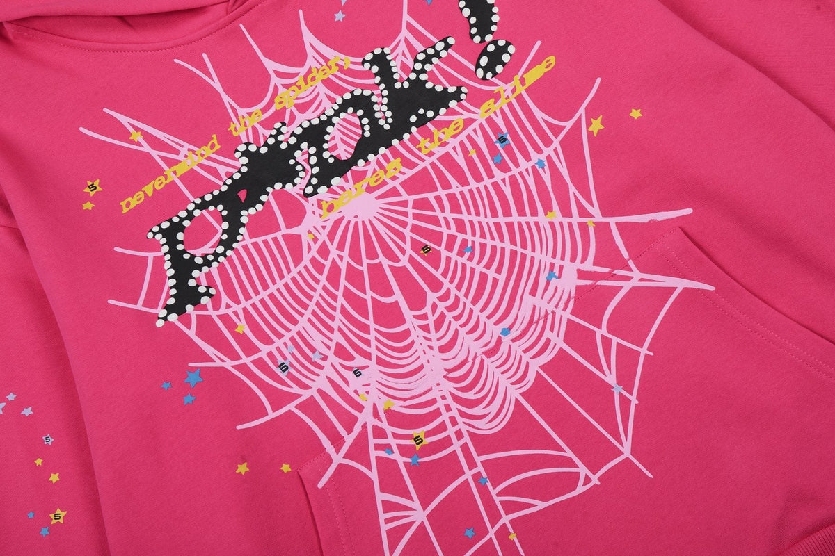 Sp5der Pink Spiderweb Graphic Matching Set