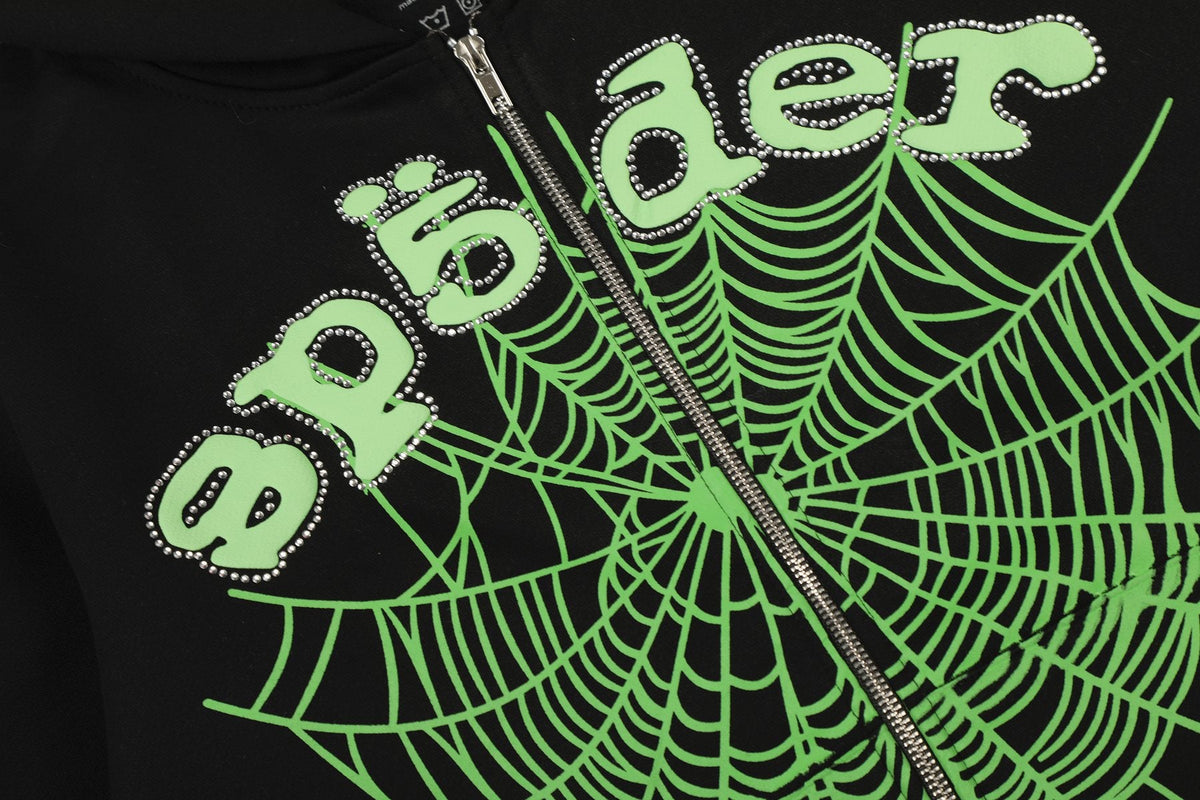 Sp5der Black Spiderweb Zip Hoodie