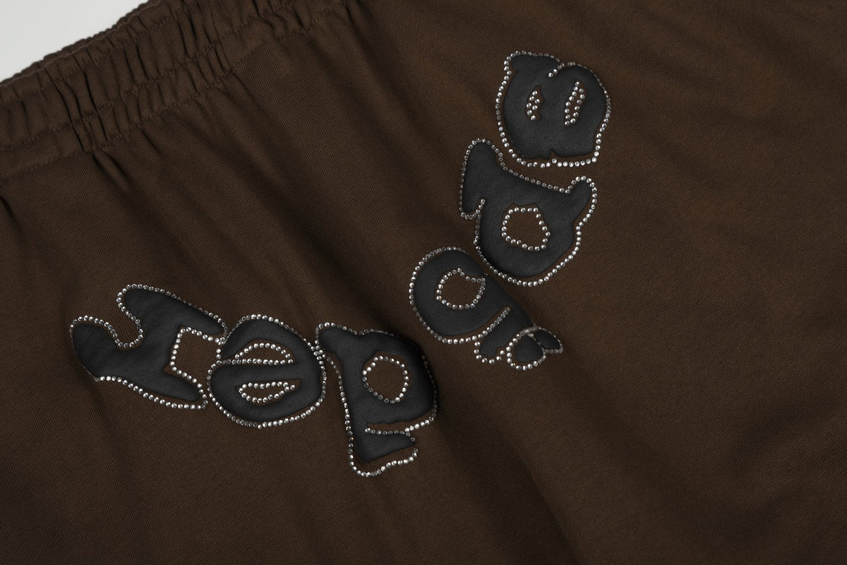 Sp5der Brown Spiderweb Hoodie & Sweatpants Matching Set