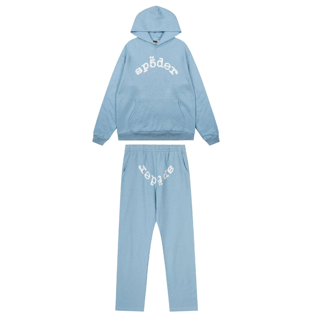 Sp5der Rhinestone Hoodie & Pants Matching Set