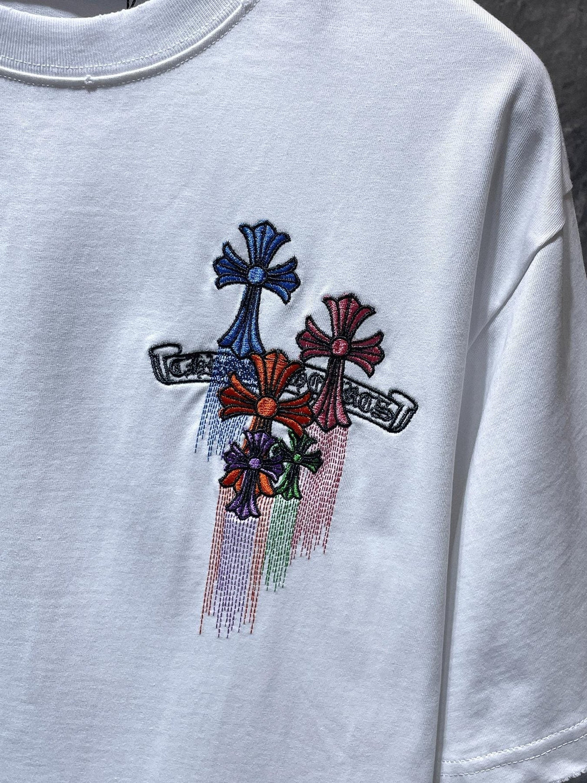 Chrome Hearts Floral Cross Embroidered T-Shirt