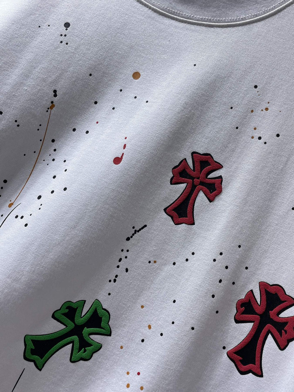 Chrome Hearts Cross Paint Splatter Graphic T-Shirt