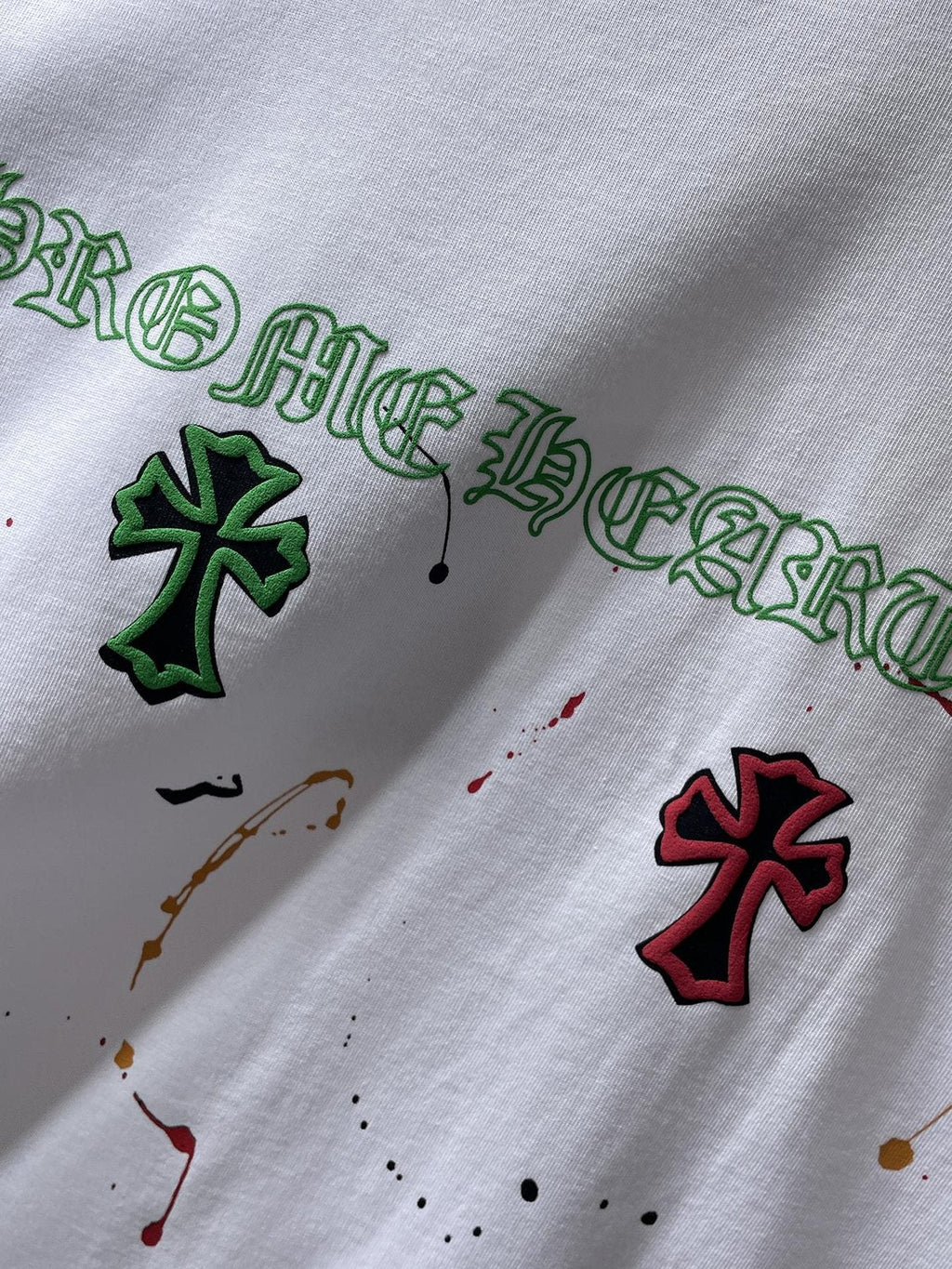 Chrome Hearts Cross Paint Splatter Graphic T-Shirt