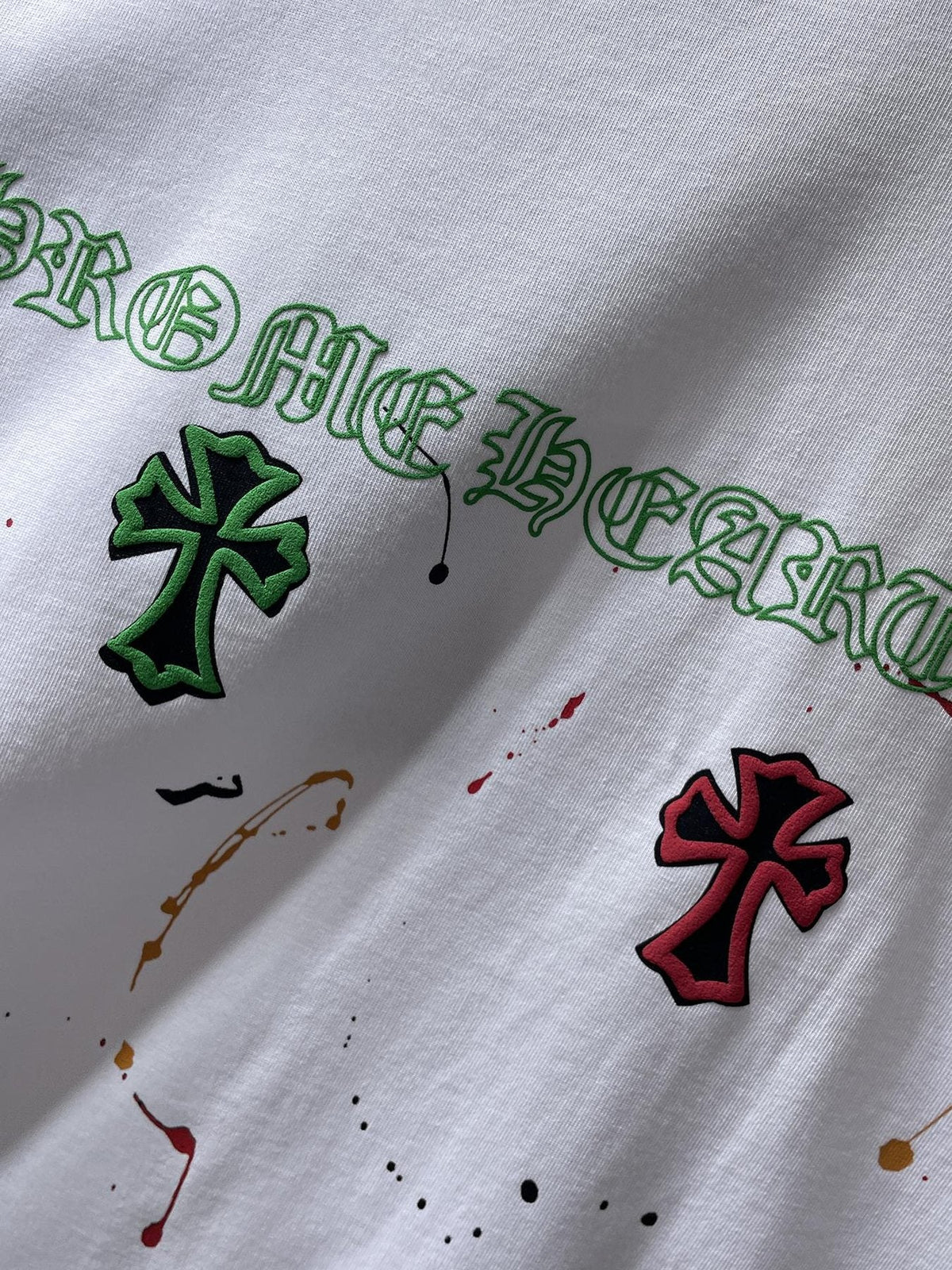 Chrome Hearts Cross Paint Splatter Graphic T-Shirt