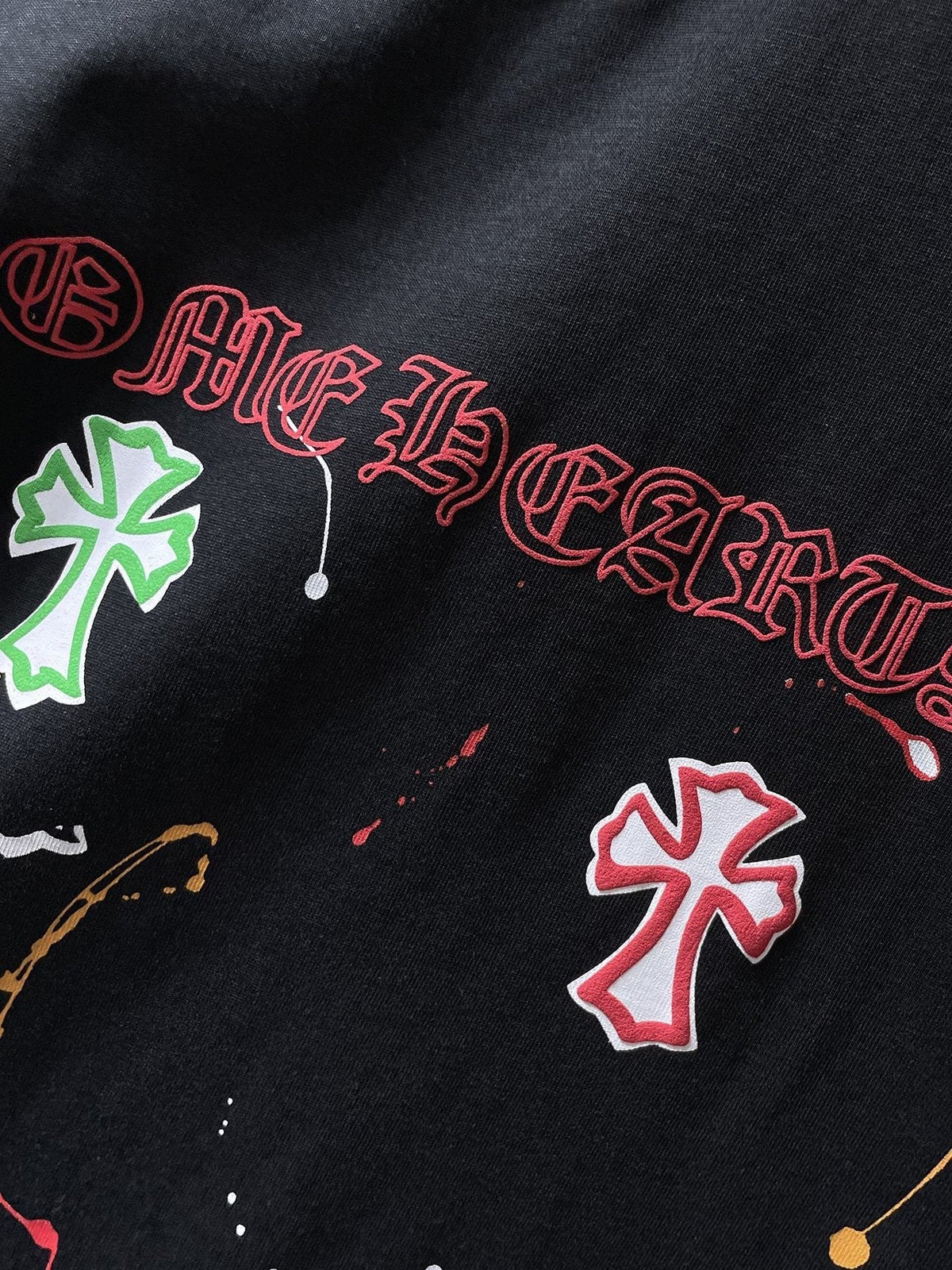 Chrome Hearts Cross Paint Splatter Graphic T-Shirt