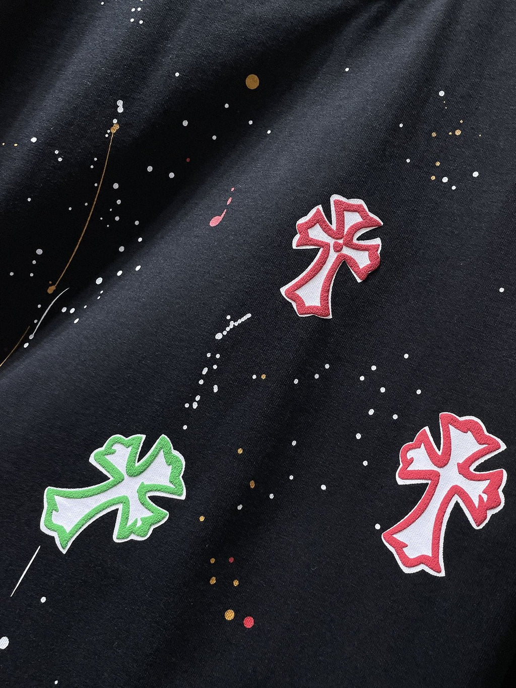 Chrome Hearts Cross Paint Splatter Graphic T-Shirt