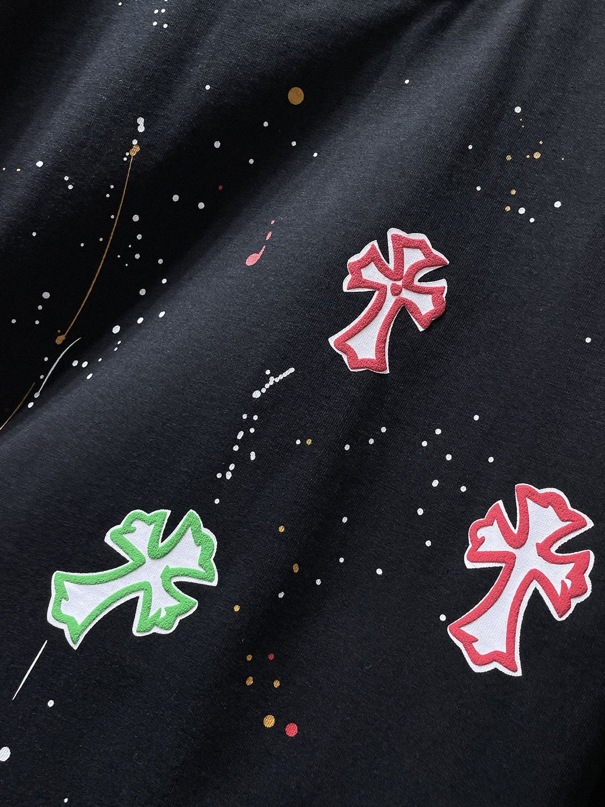 Chrome Hearts Cross Paint Splatter Graphic T-Shirt