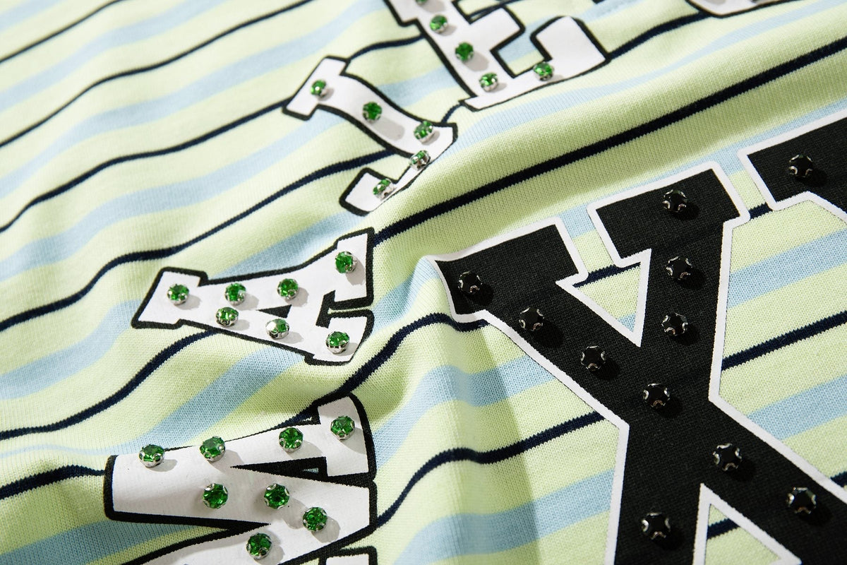 MAJESTIK Mint Green Striped Half-Zip Polo Shirt