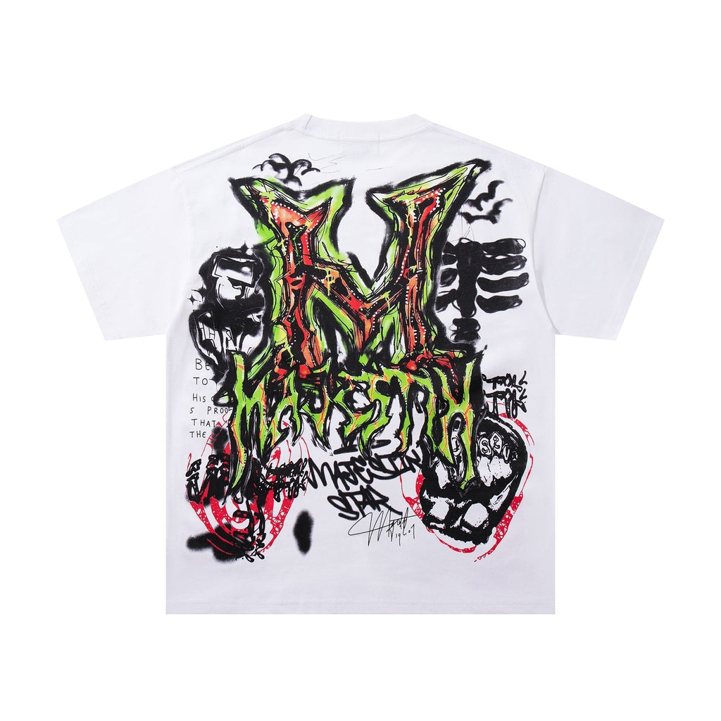 MAJESTIK Distressed Rhinestone Graphic Short-Sleeve T-Shirt