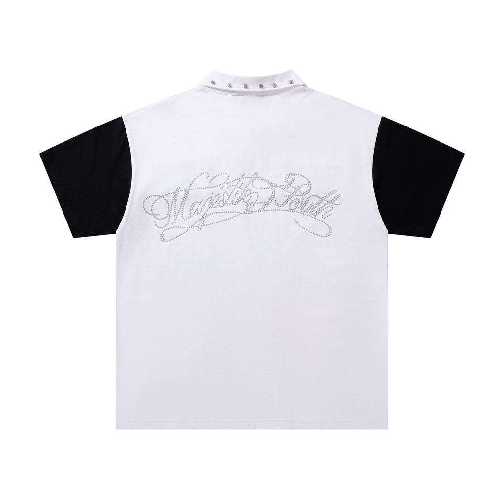 MAJESTIK Car Graphic Zip-Front Short-Sleeve T-Shirt