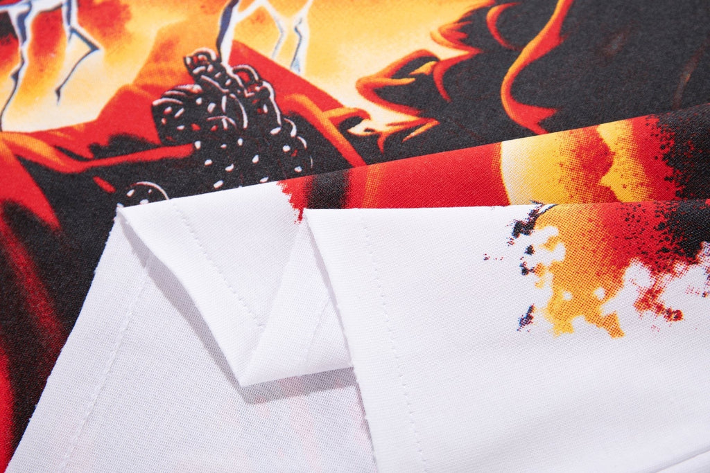 MAJESTIK Skull & Flame Graphic T-Shirt