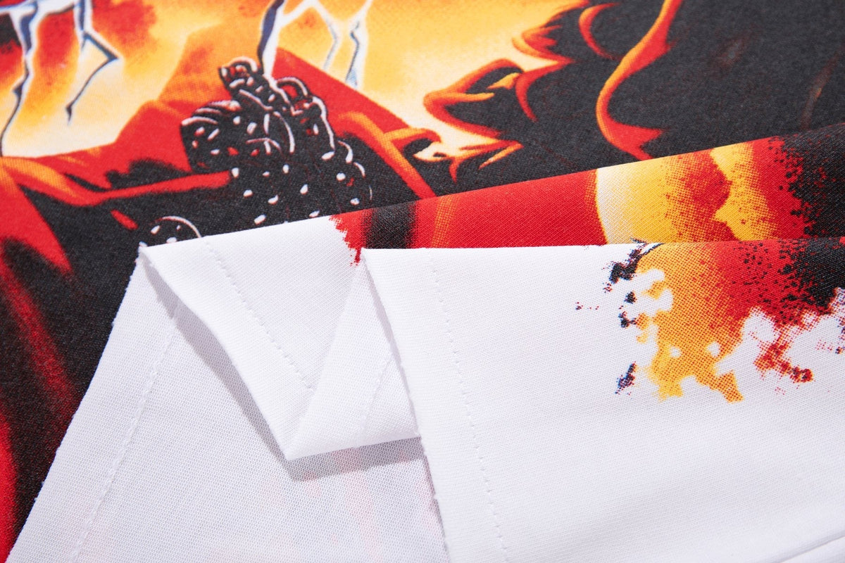 MAJESTIK Skull & Flame Graphic T-Shirt