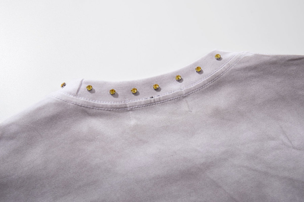 MAJESTIK Studded Washed Graphic Sleeveless T-Shirt