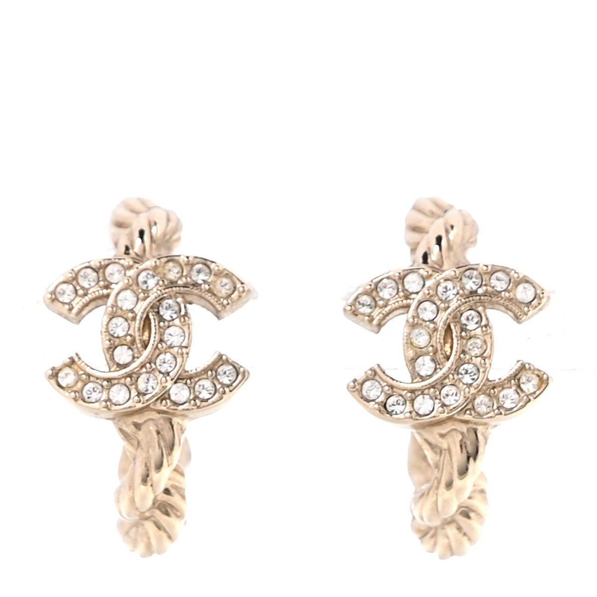 Crystal CC Hoop Earrings Gold