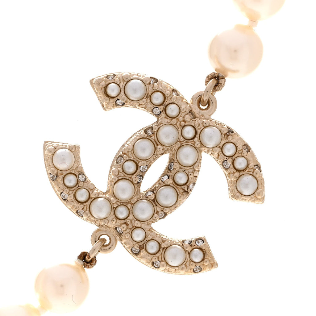 Pearl CC 100th Anniversary Necklace Light Gold