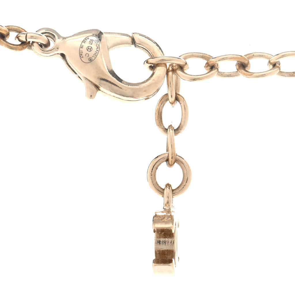 Crystal Pearl Nefertiti CC Pendant Necklace Gold