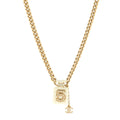 Pearl Resin Crystal CC No 5 Perfume Bottle Necklace Gold Pearly White