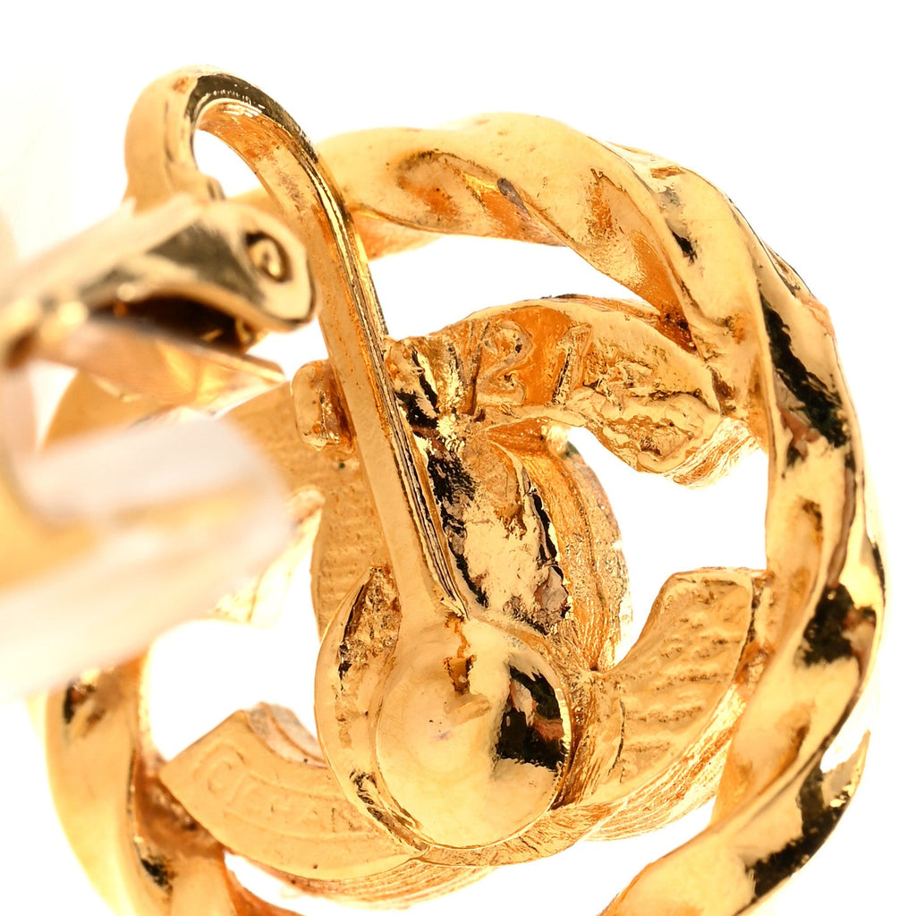Crystal CC Round Clip On Earrings Gold
