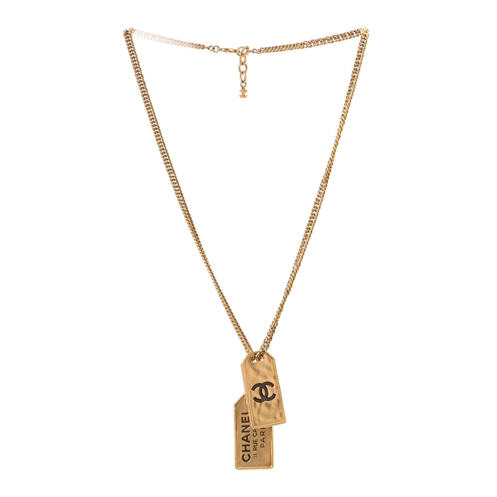 ID Dog Tag Charm Necklace Gold