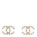 Pearl Crystal CC Earrings Gold