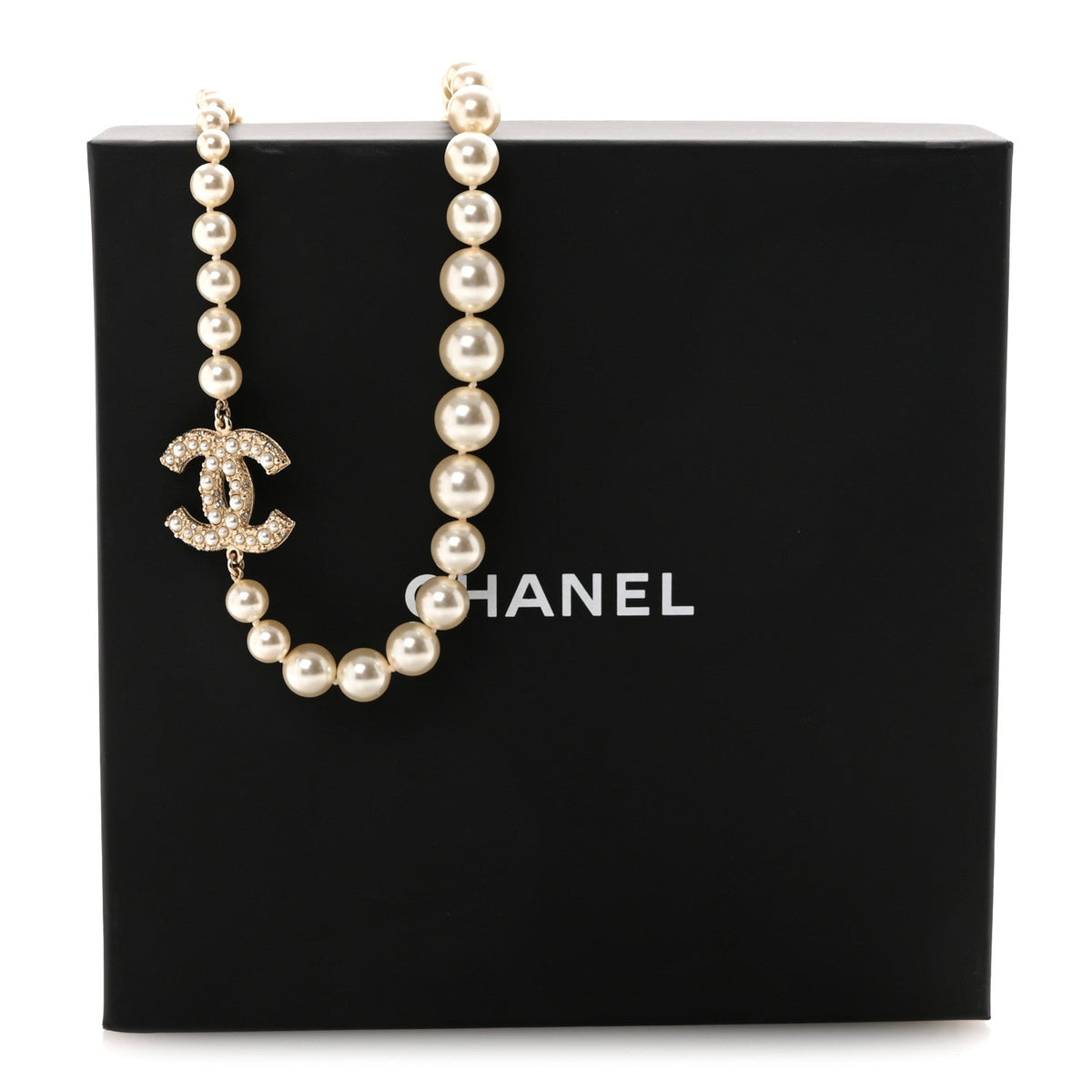 Pearl CC 100th Anniversary Necklace Light Gold