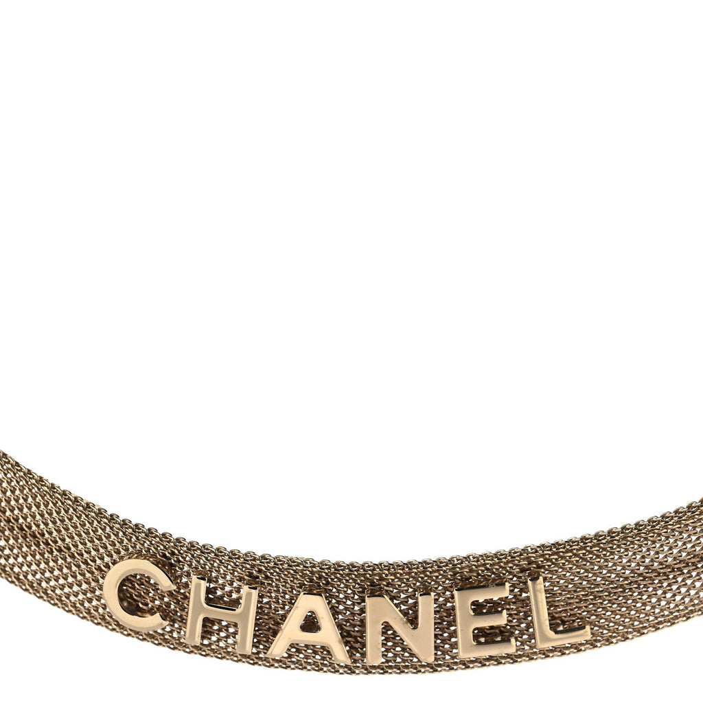 Mesh Logo Choker Necklace Gold