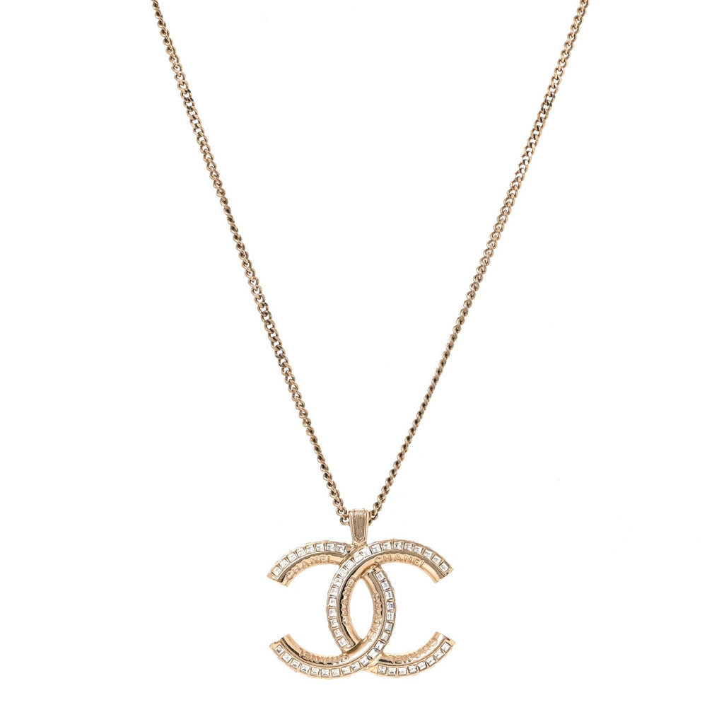 Crystal CC Pendant Necklace Gold