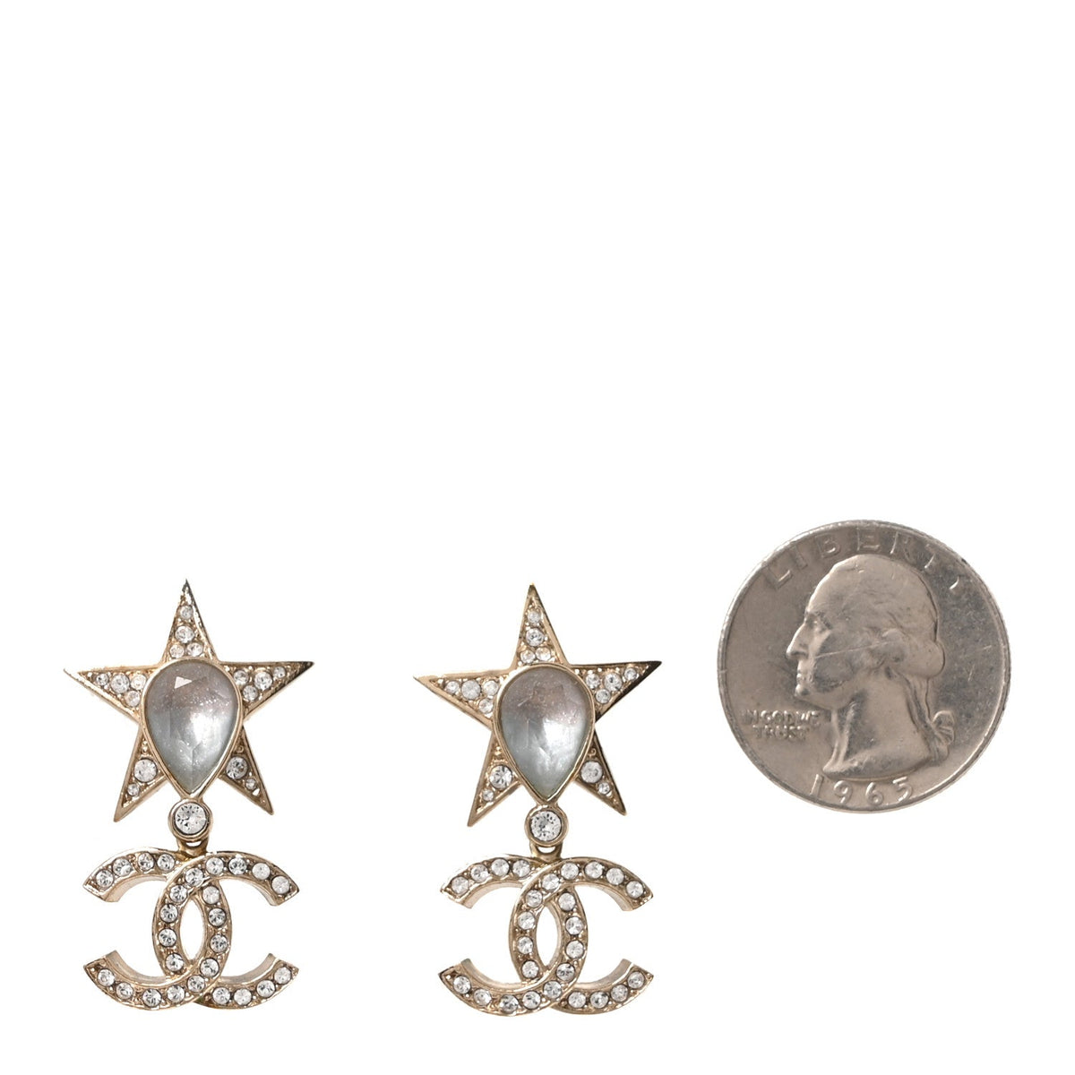 Crystal CC Star Drop Earrings Gold Blue Pink